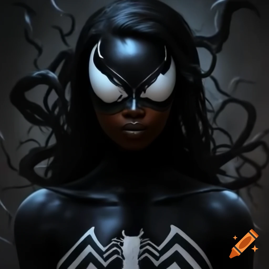 Black woman with Venom symbiote transformation