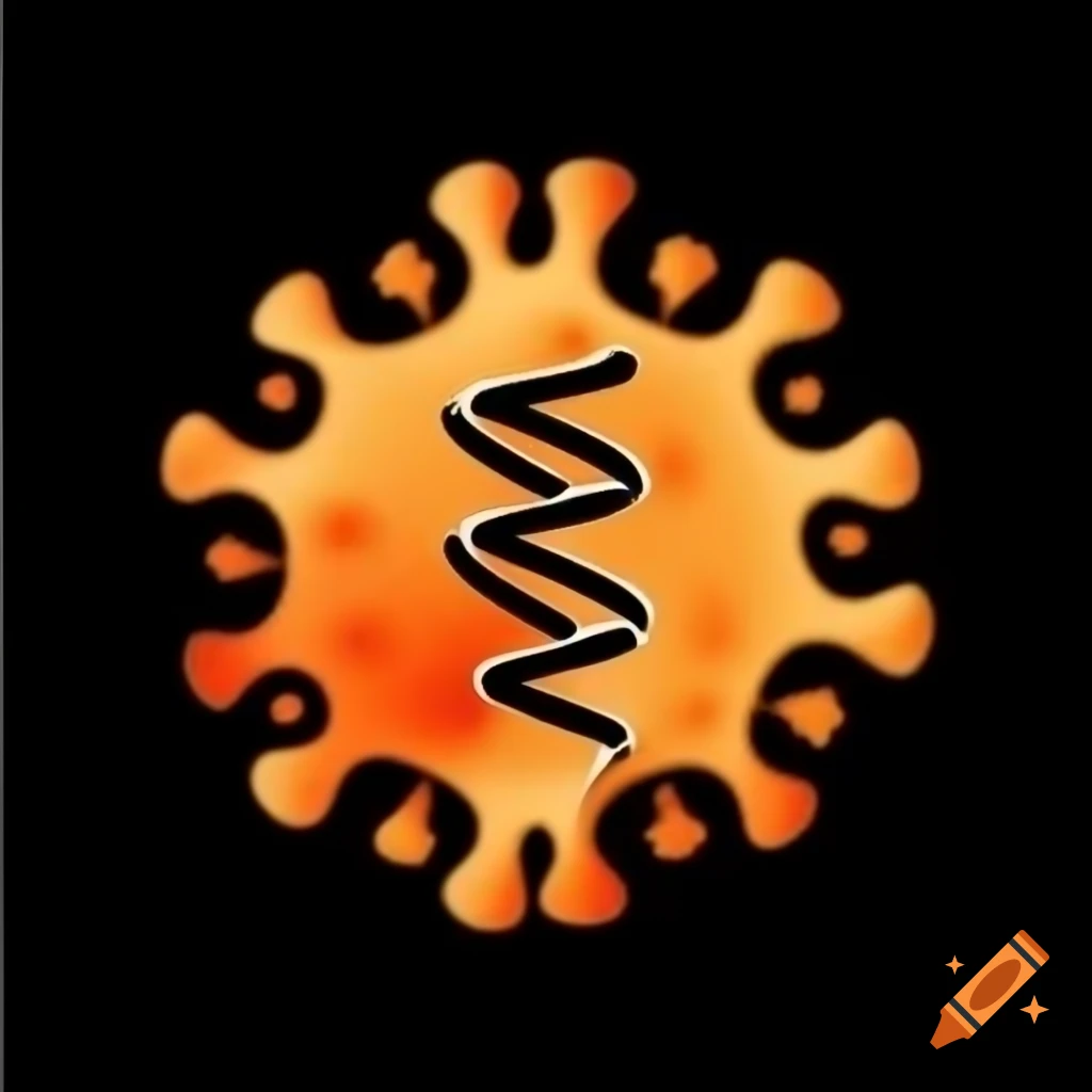 Orange DNA logo with virus and triangle design