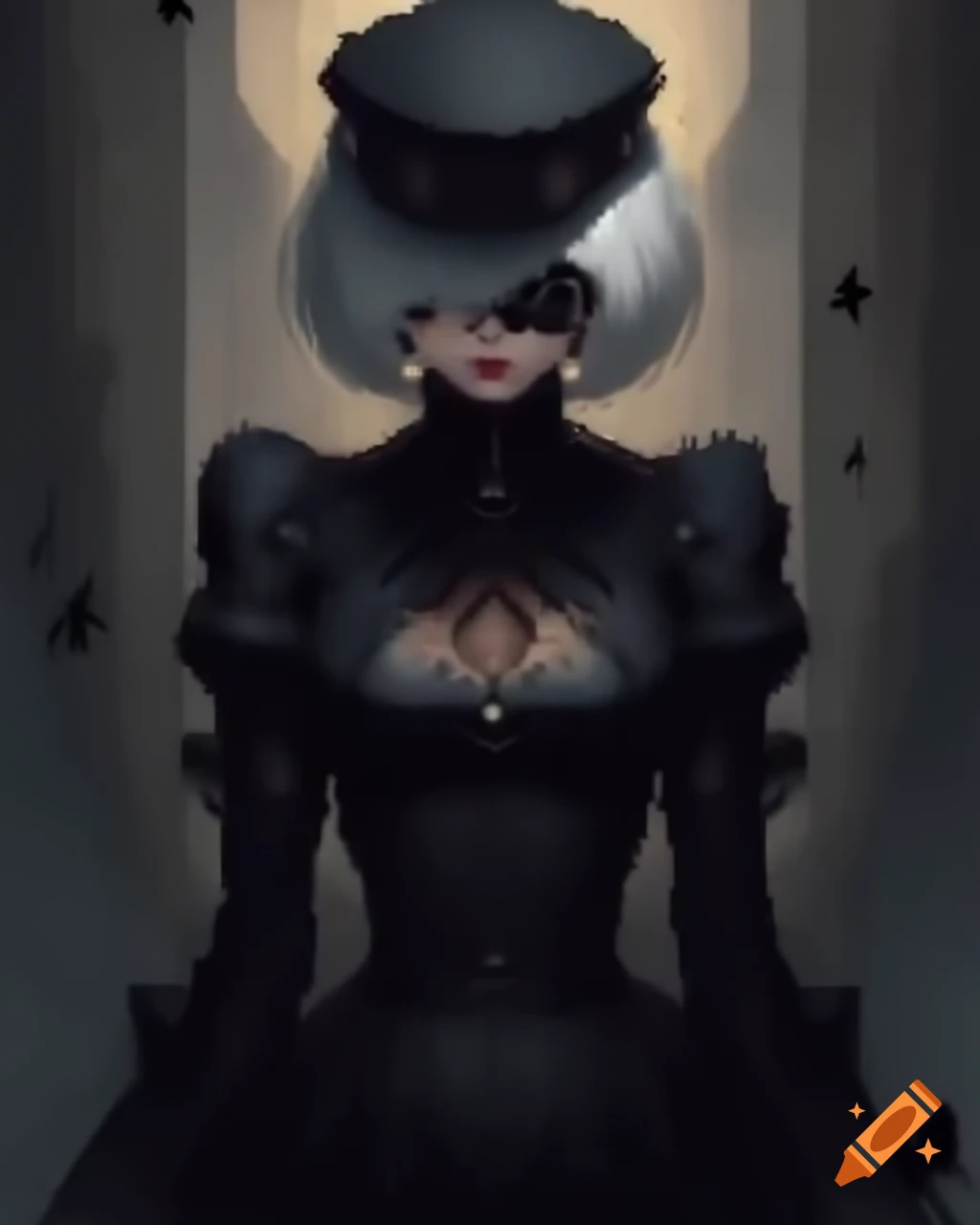 PC-98 pixelart character sprite sheet of 2B from Nier Automata