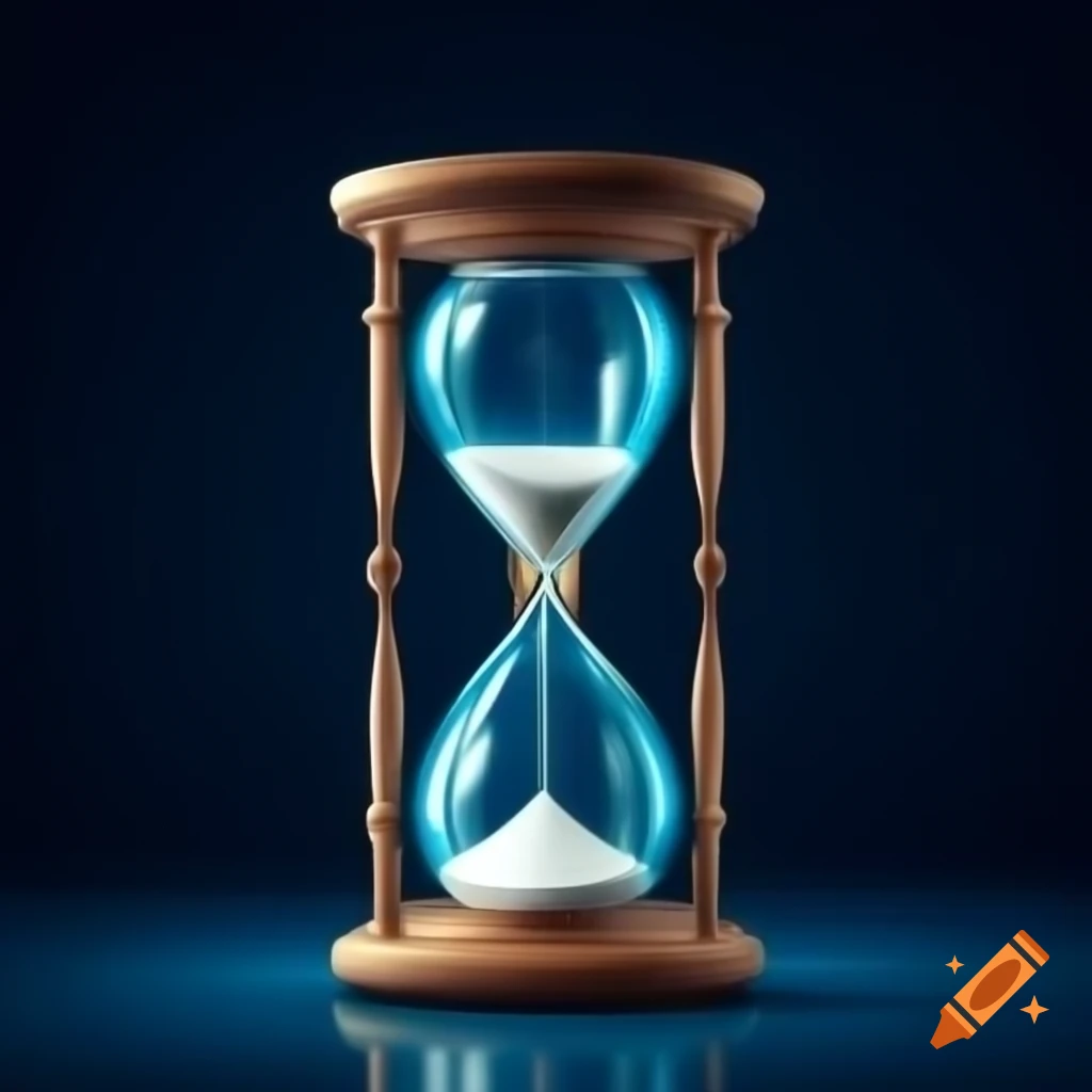 Backlit hourglass isolated on dark background