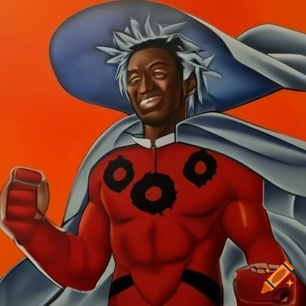 Electricity themed superhero Dr. Thunder in burgundy costume