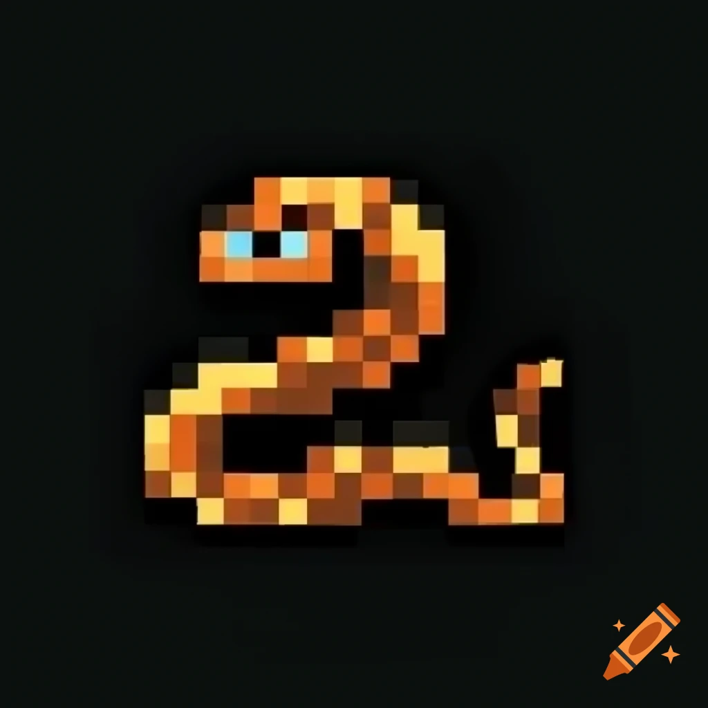 Pixel art of snake game with black snake and beige background