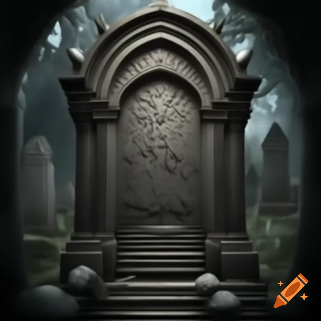 Full view of an intricate gravestone design