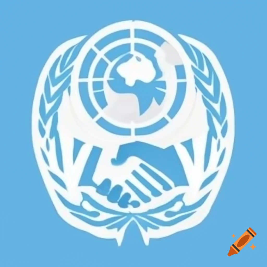 World map logo featuring handshake and crest