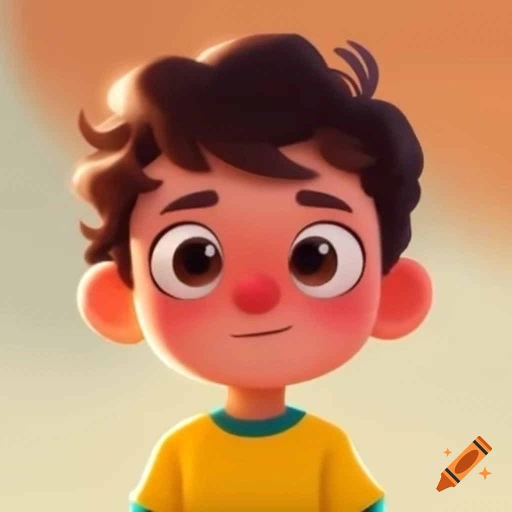 Cartoon boy in t-shirt facing front