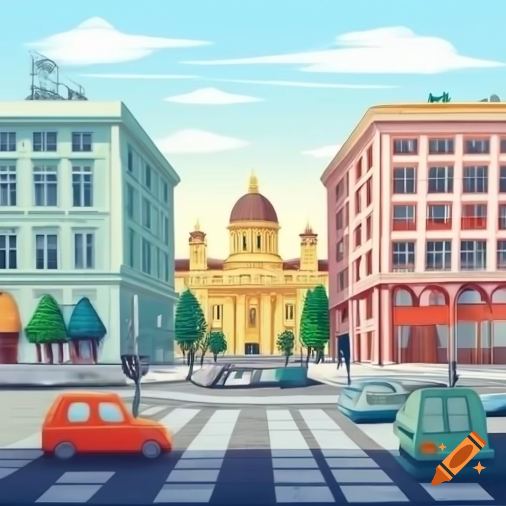 Cartoon art depicting the city of Vienna