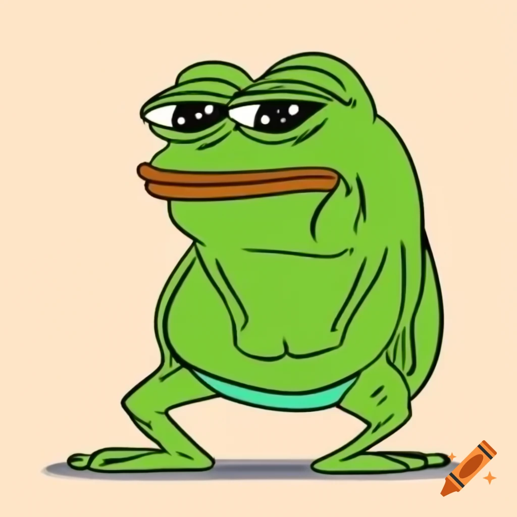 Vibrant illustration of Pepe the Frog with expressive eyes