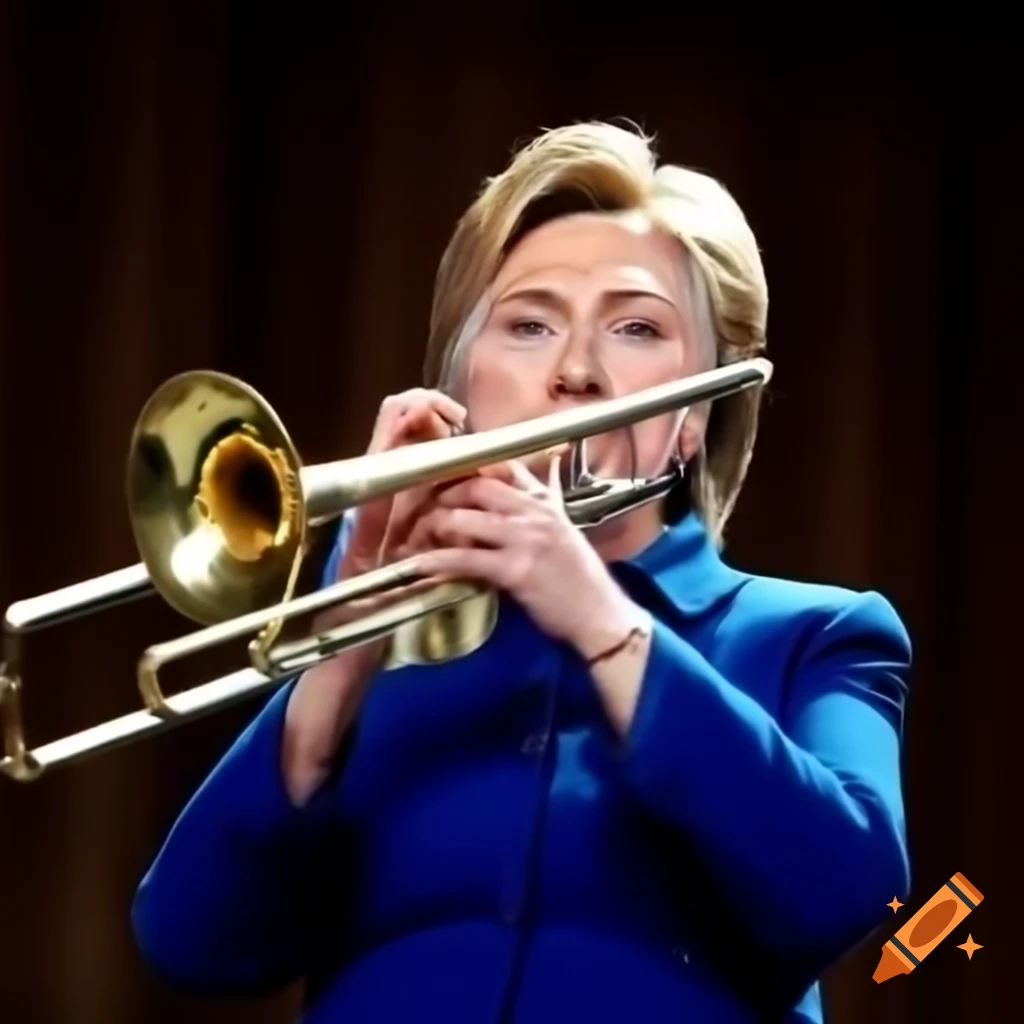 Hillary Clinton playing trombone