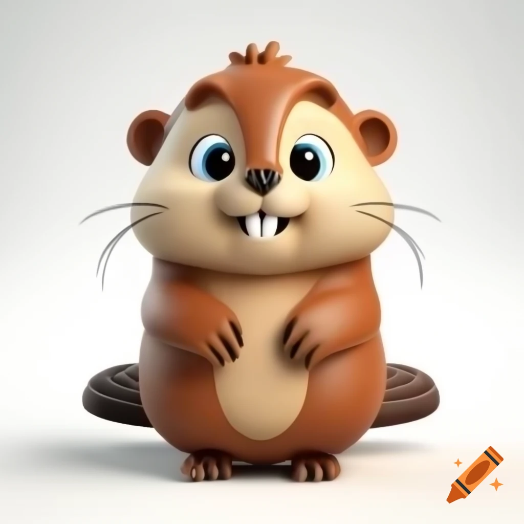 3D model of a smiling beaver