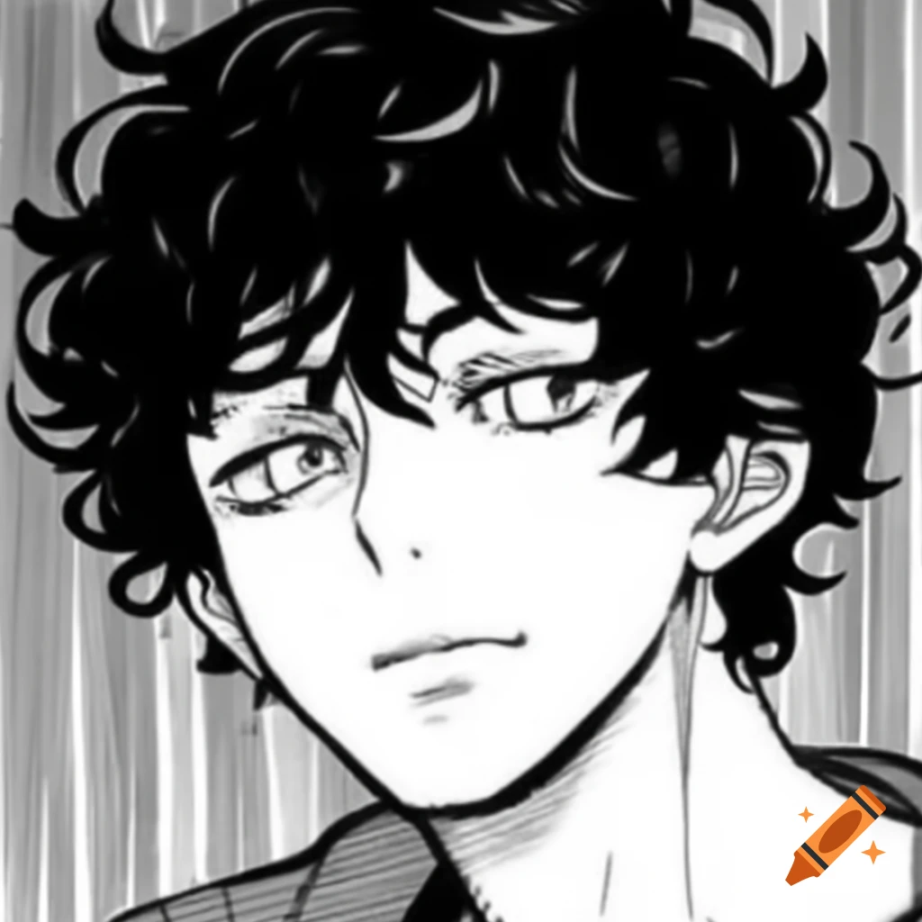 Anime character with short curly hair