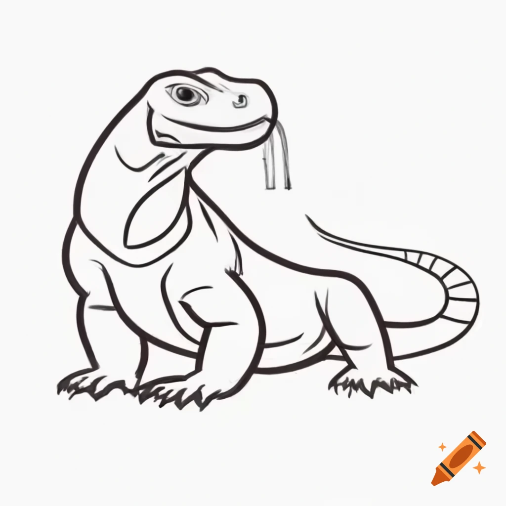 Sketch of a Komodo dragon with wings