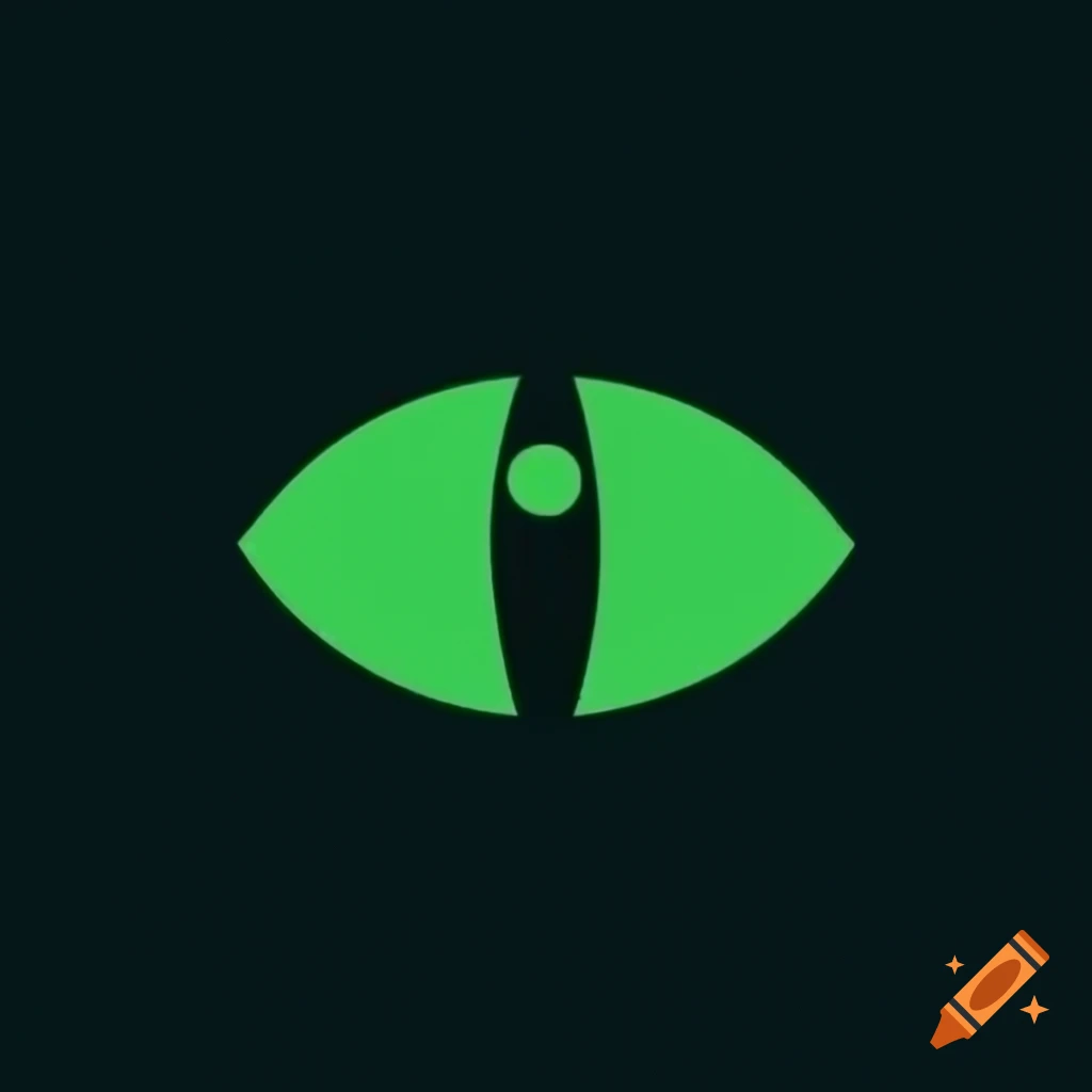 Minimalist logo design of a sleek green eye with varying shades for the iris