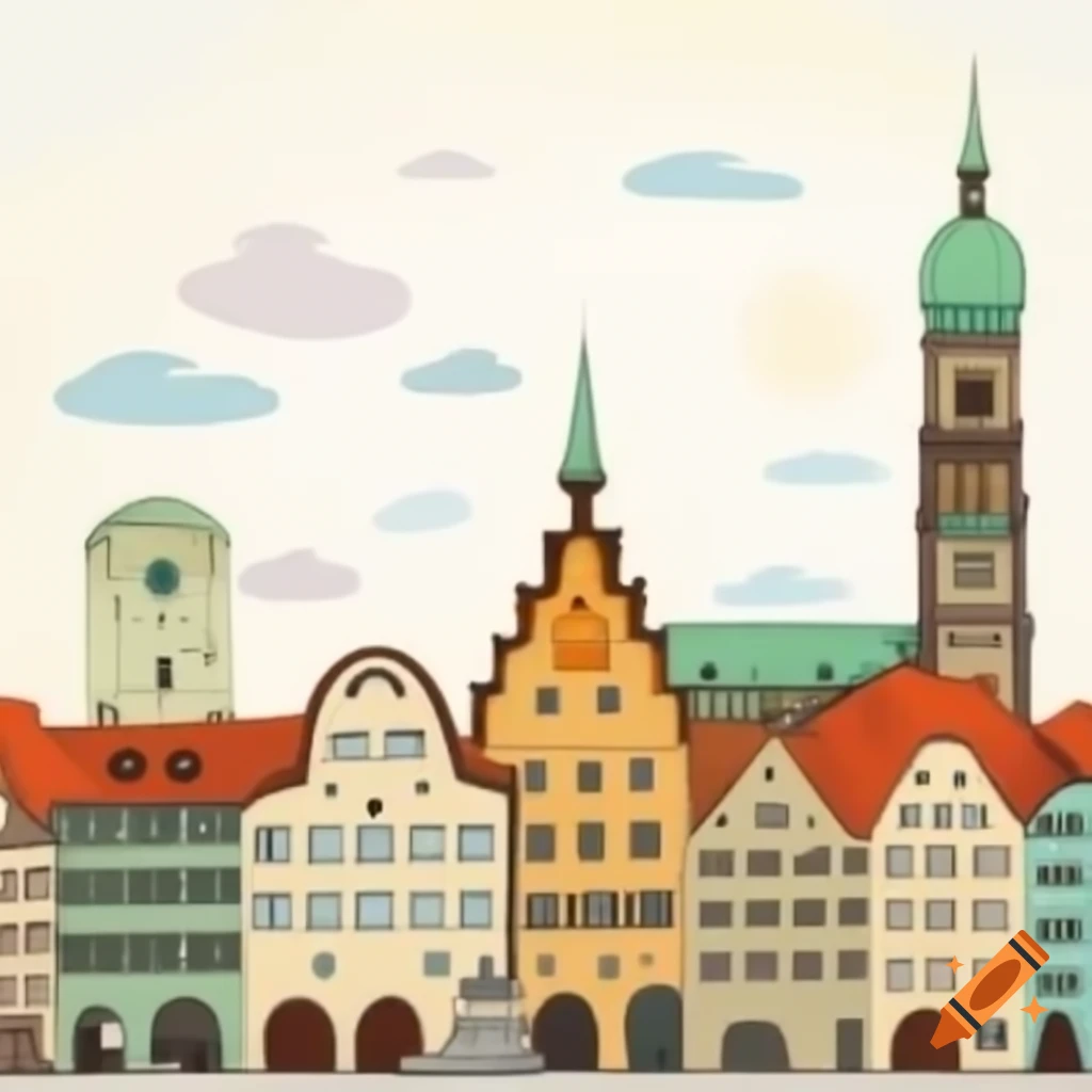 Cartoon art of Augsburg city