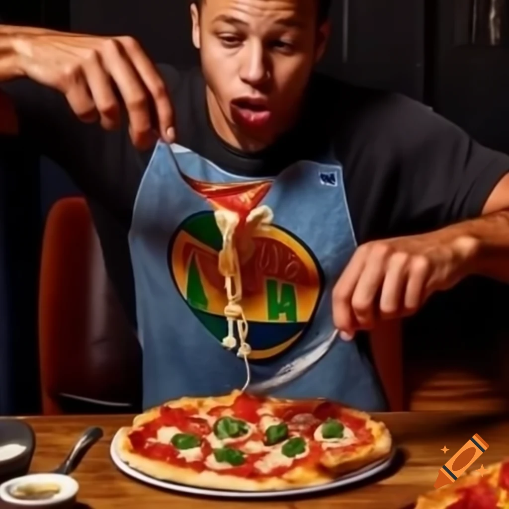 Stephen Curry preparing a pizza