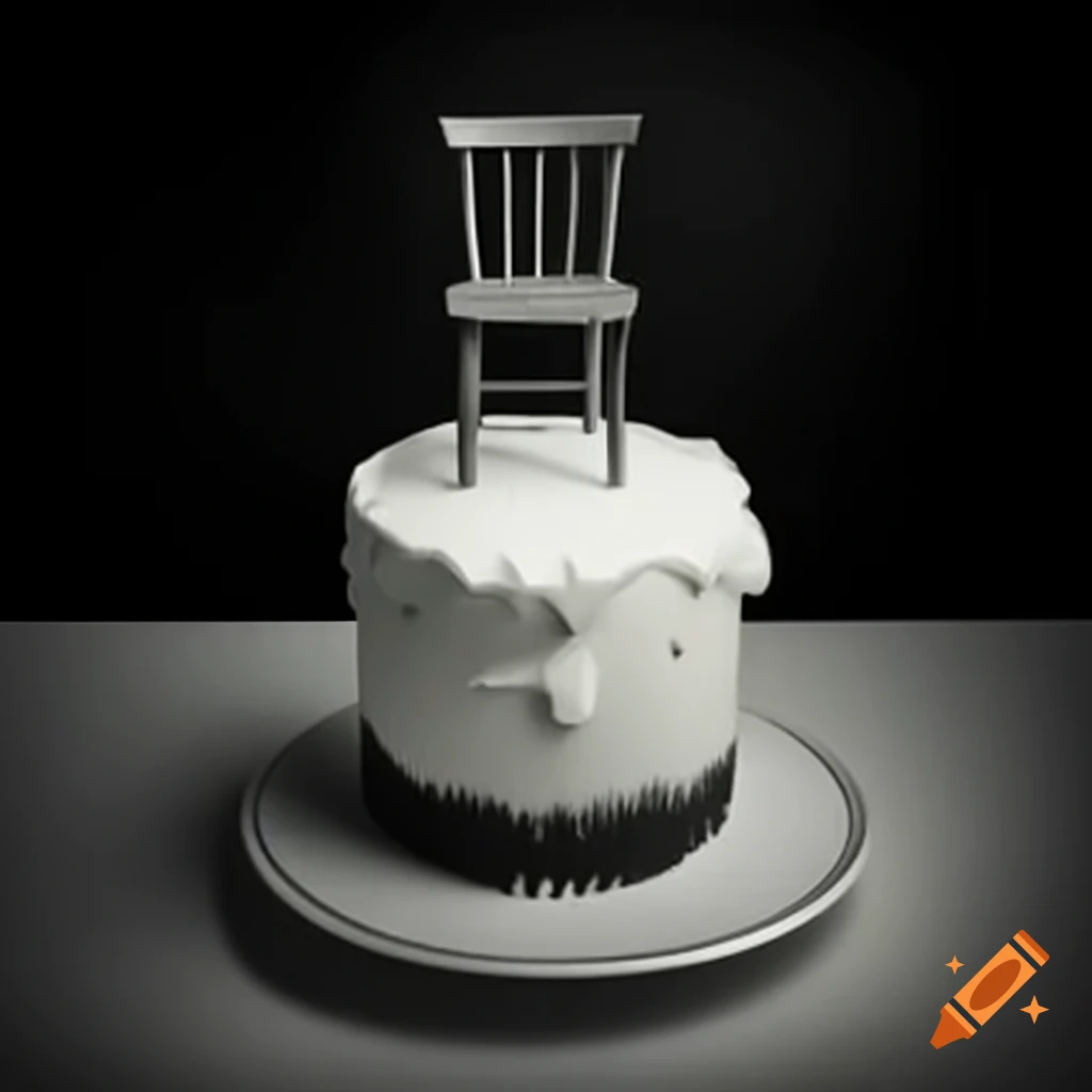 Cake with a thrown chair on top, symbolizing heated argument inspired by Brazilian television drama