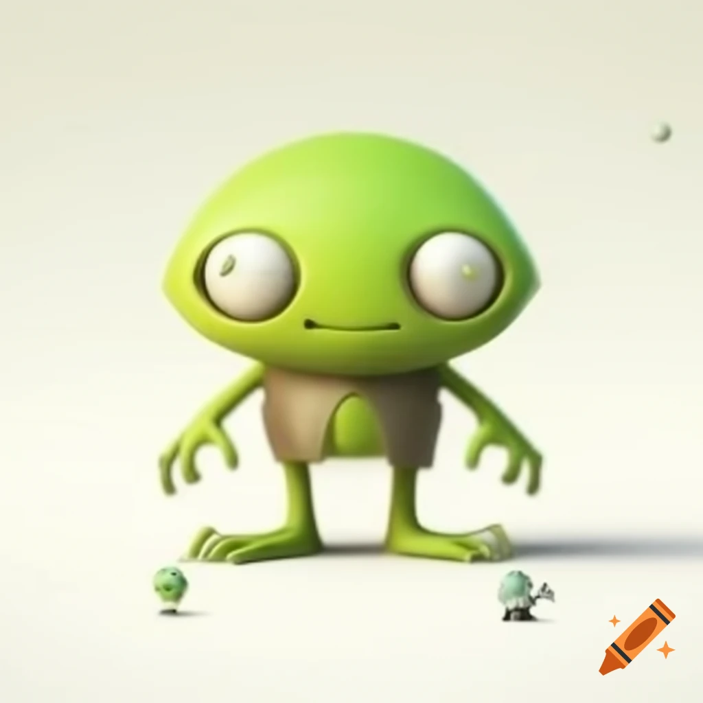 Cartoon-style alien with big eyes and friendly expression