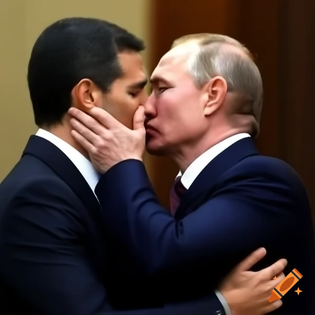 Kiss between Putin and Pedro Sánchez