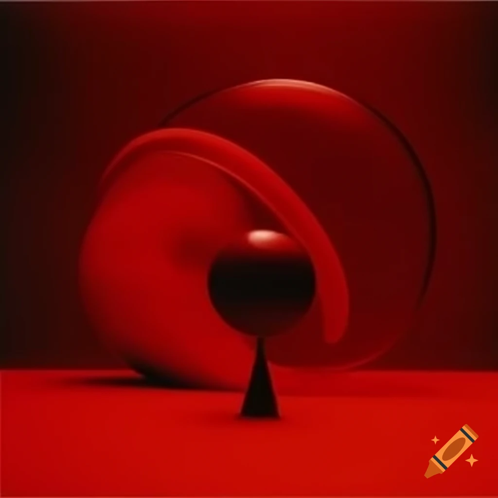 Pop surreal photography featuring red glass statue from the 2000s