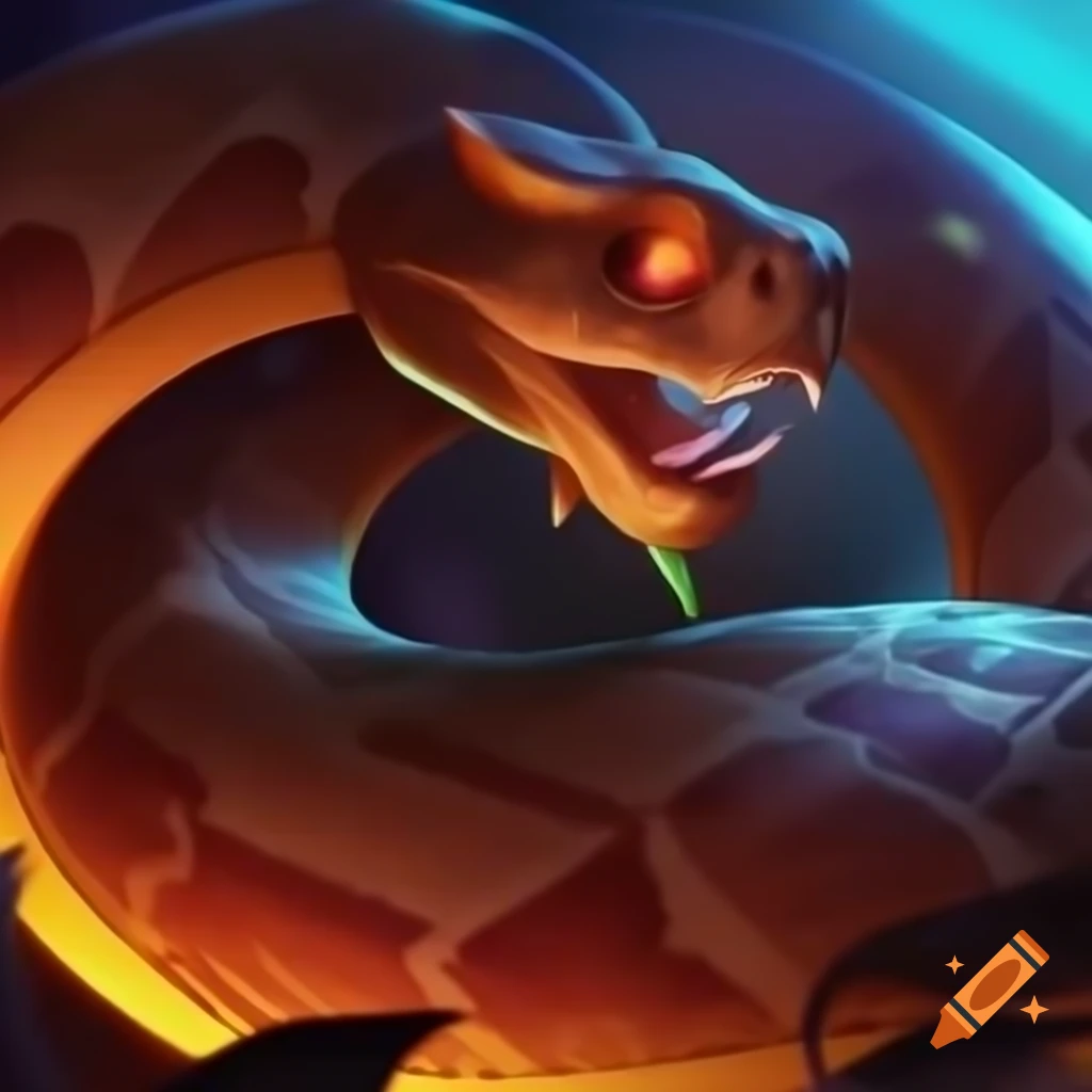 Epic Hearthstone art featuring an elemental brown earth snake