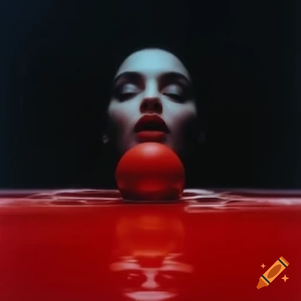 Pop Surrealism Photography Featuring Red Glass Statue On Craiyon