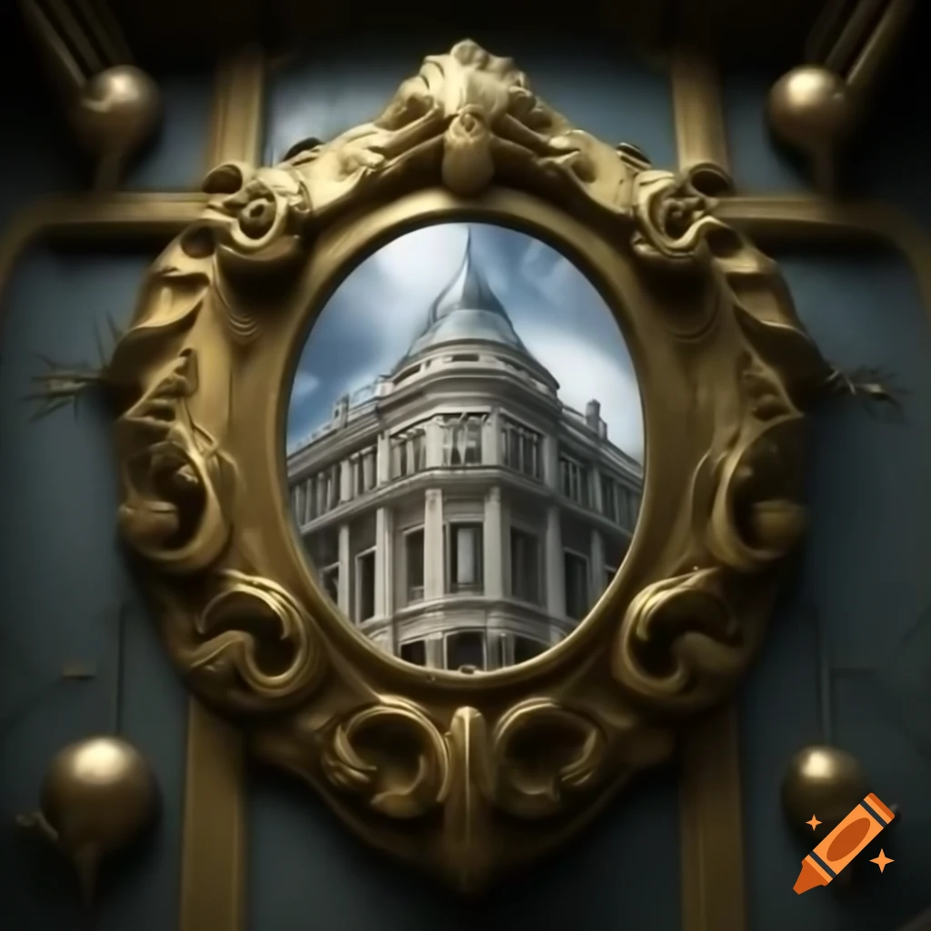Crest featuring intricately drawn building with beautiful ornamentation