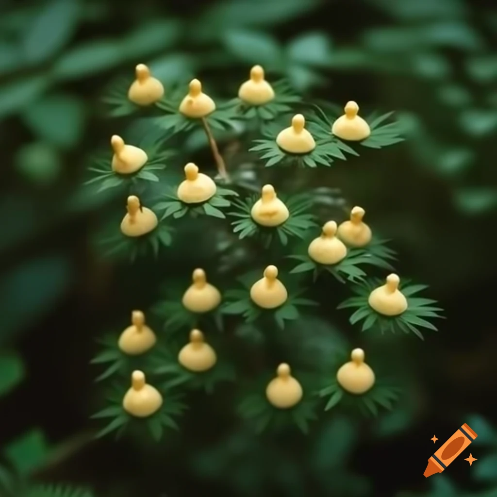 Surreal bush in forest growing ravioli
