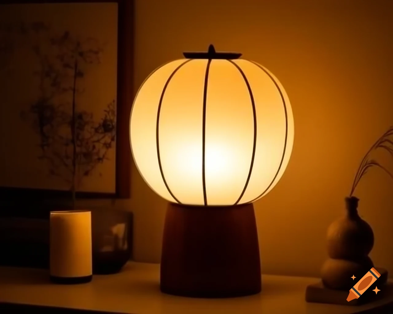 Japanese floating lamp, traditional lighting design