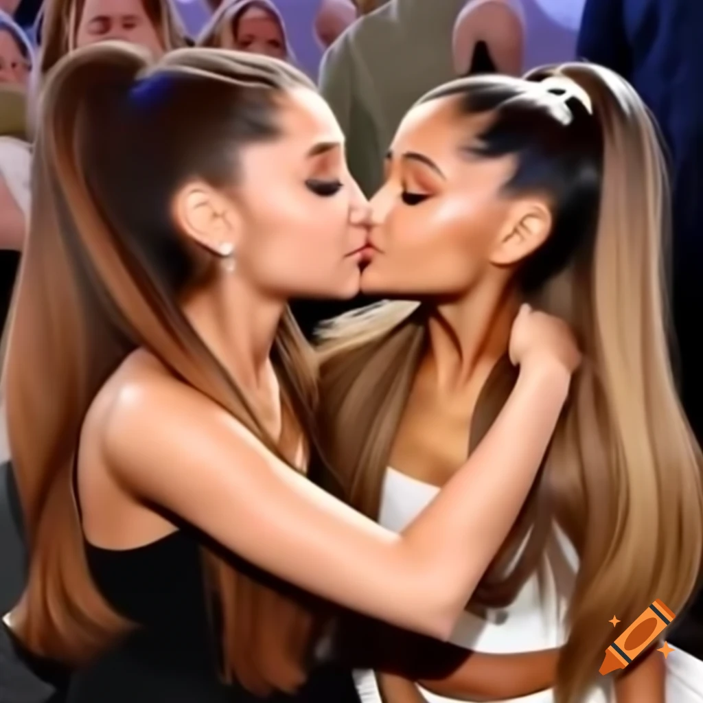 Ariana Grande in a playful moment with her clone