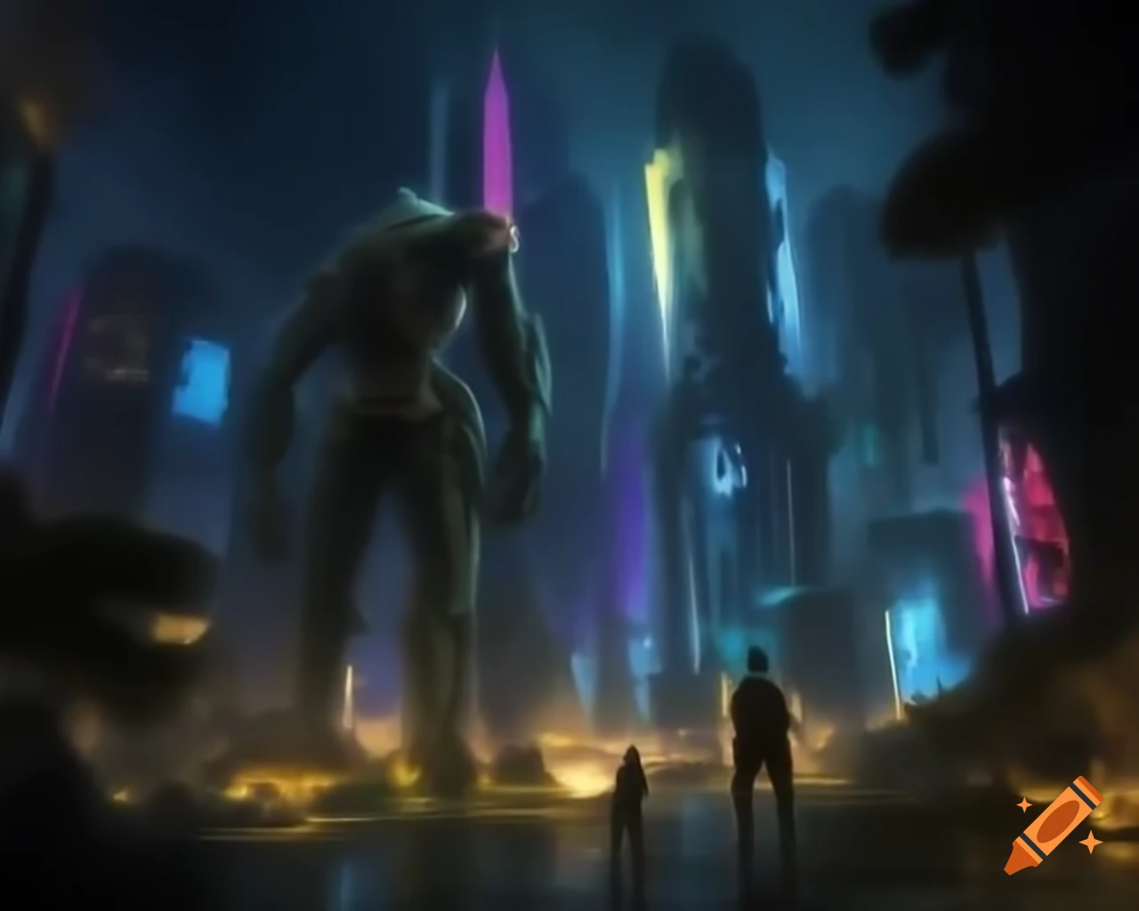 Surreal biopunk cityscape depicting fusion of technology and biology