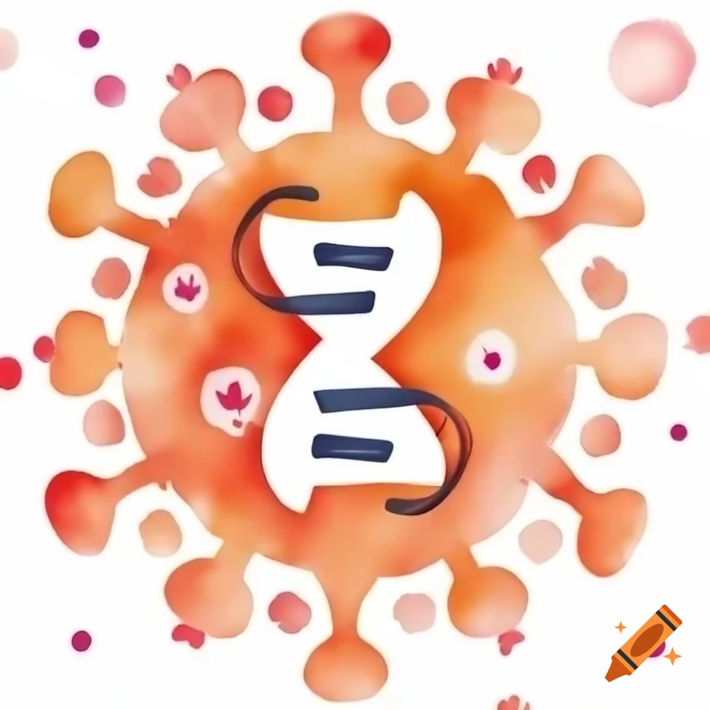 Orange dna logo with virus and triangle design on craiyon