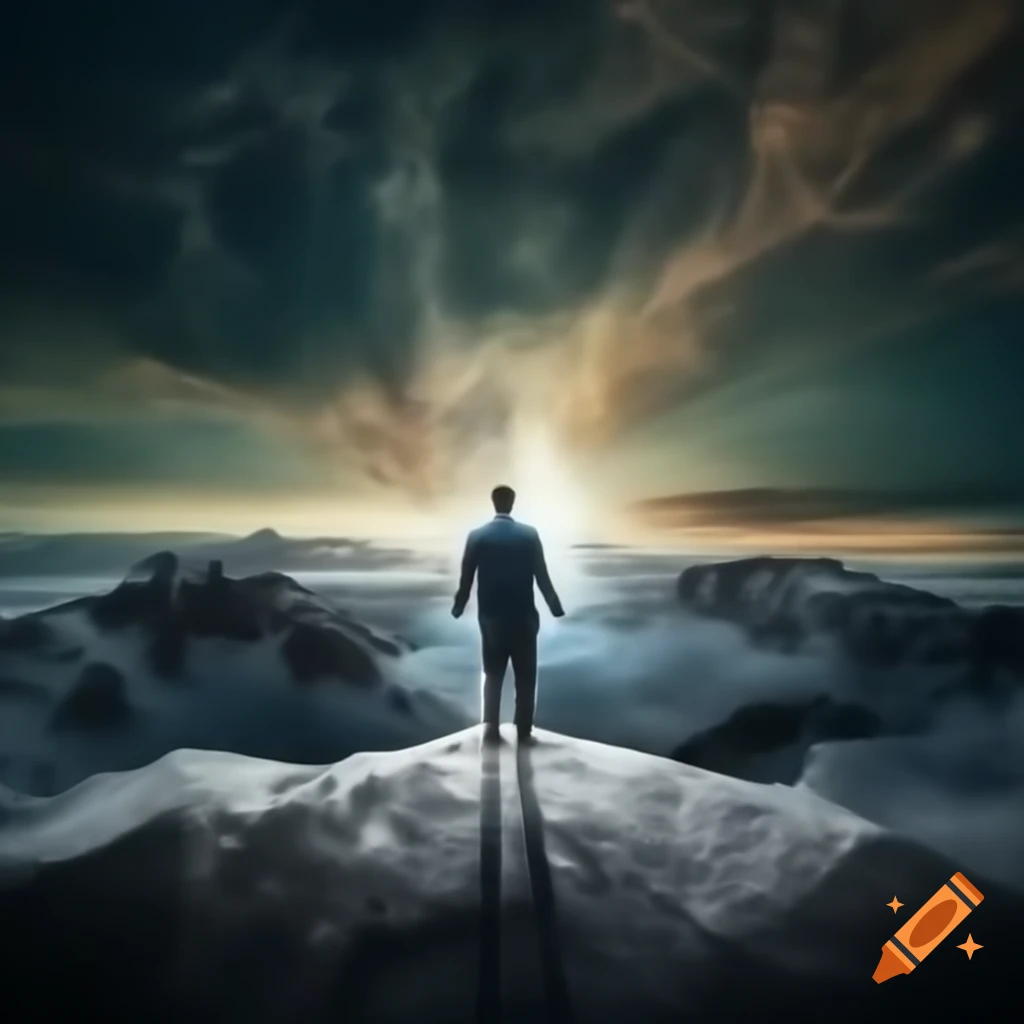 Futuristic man in flames covering his mouth