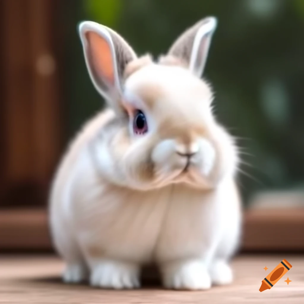 Fluffy cute shy bunny