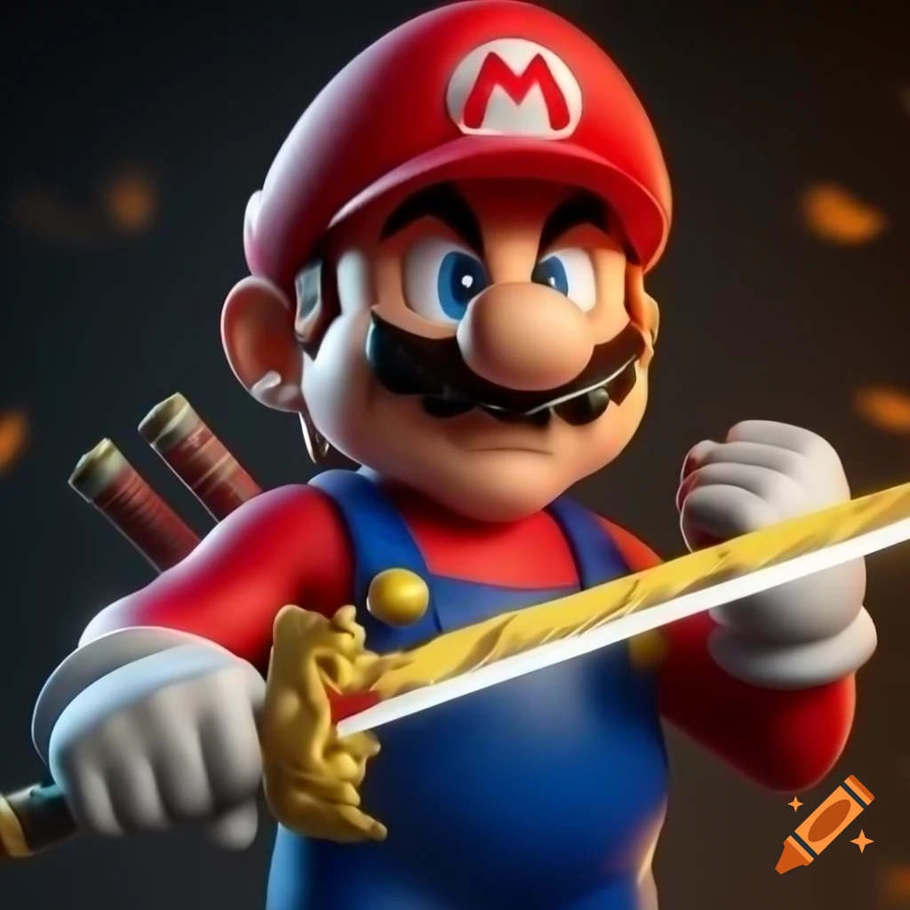 Ninja Mario battling ninja Paxton with a golden sword