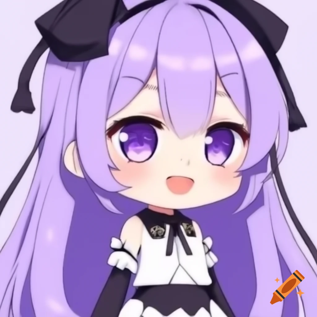 Anime chibi character with lavender hair