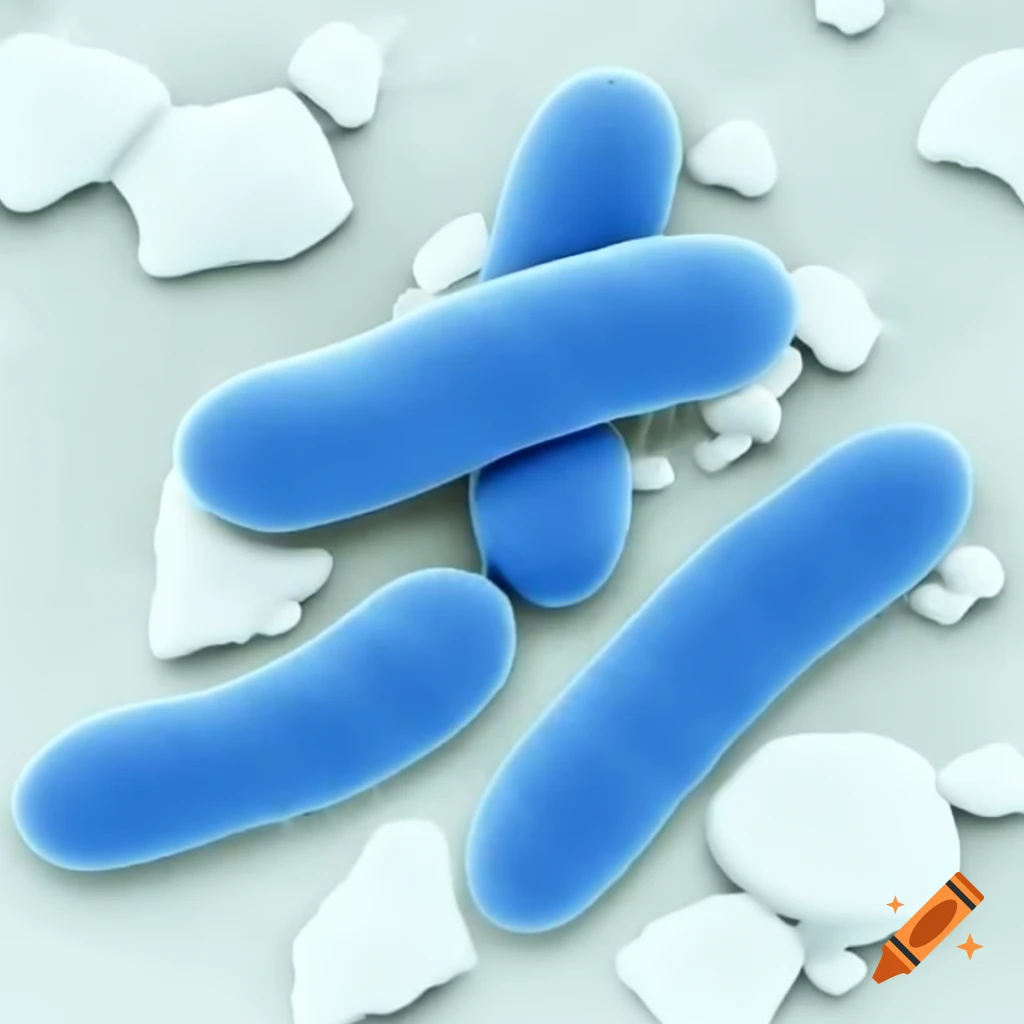 Three blue Mycobacterium tuberculosis with rough surface on white background