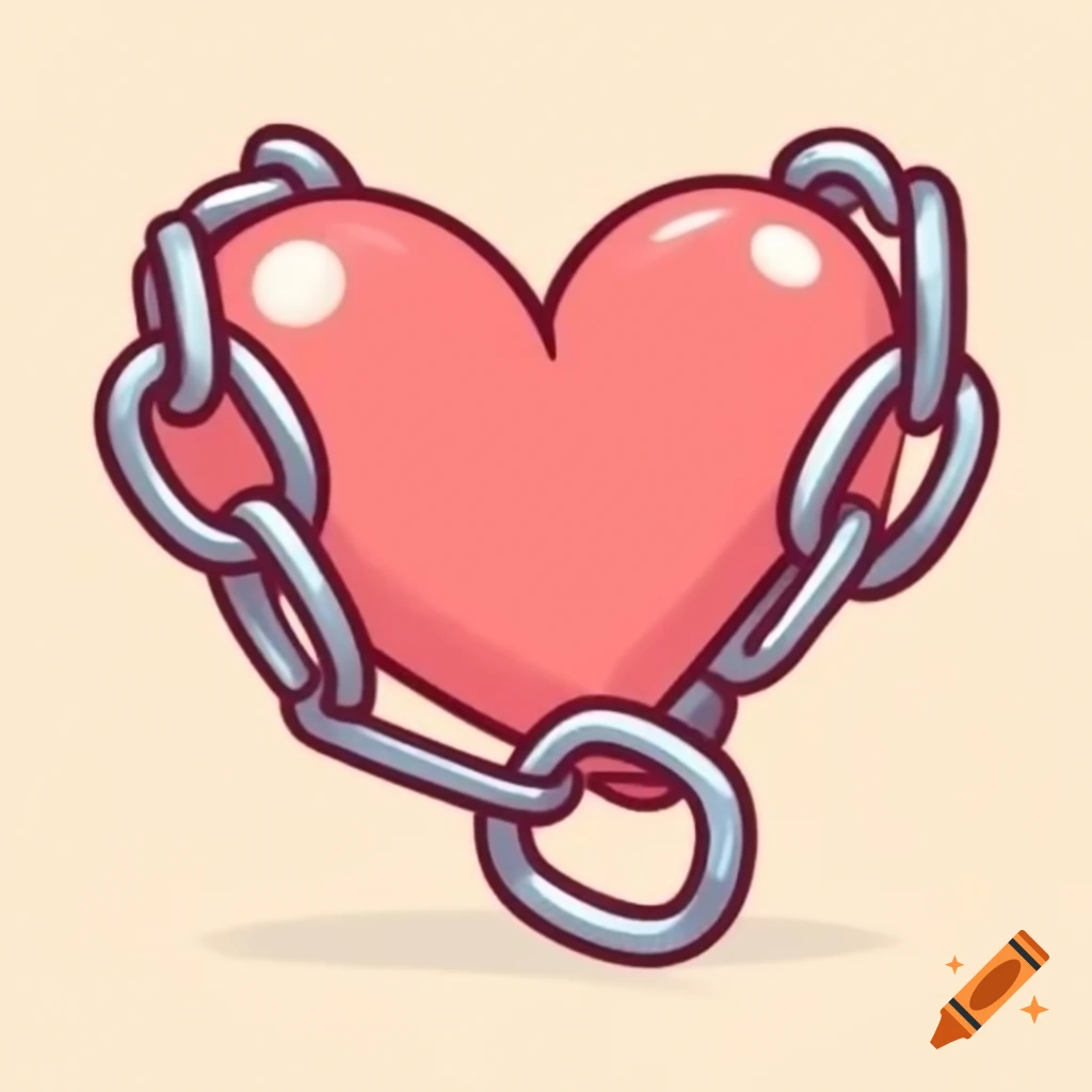 Cartoon chain shaped into a heart symbol
