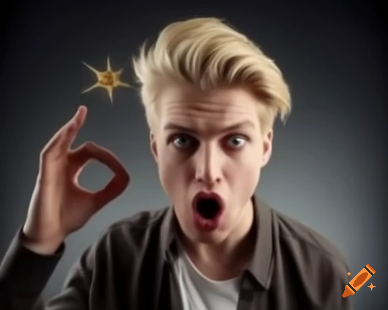 Young blonde man having a brilliant idea