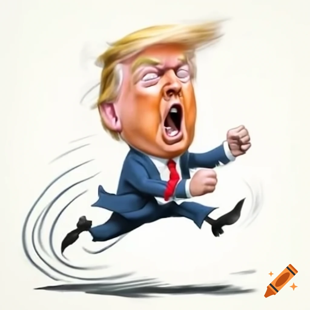 Person running with scared expression, possibly in a satirical context