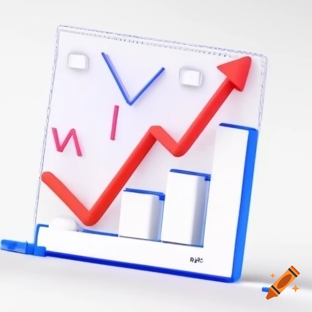 Cartoonish graphs with red increasing trend and blue decreasing trend on white background