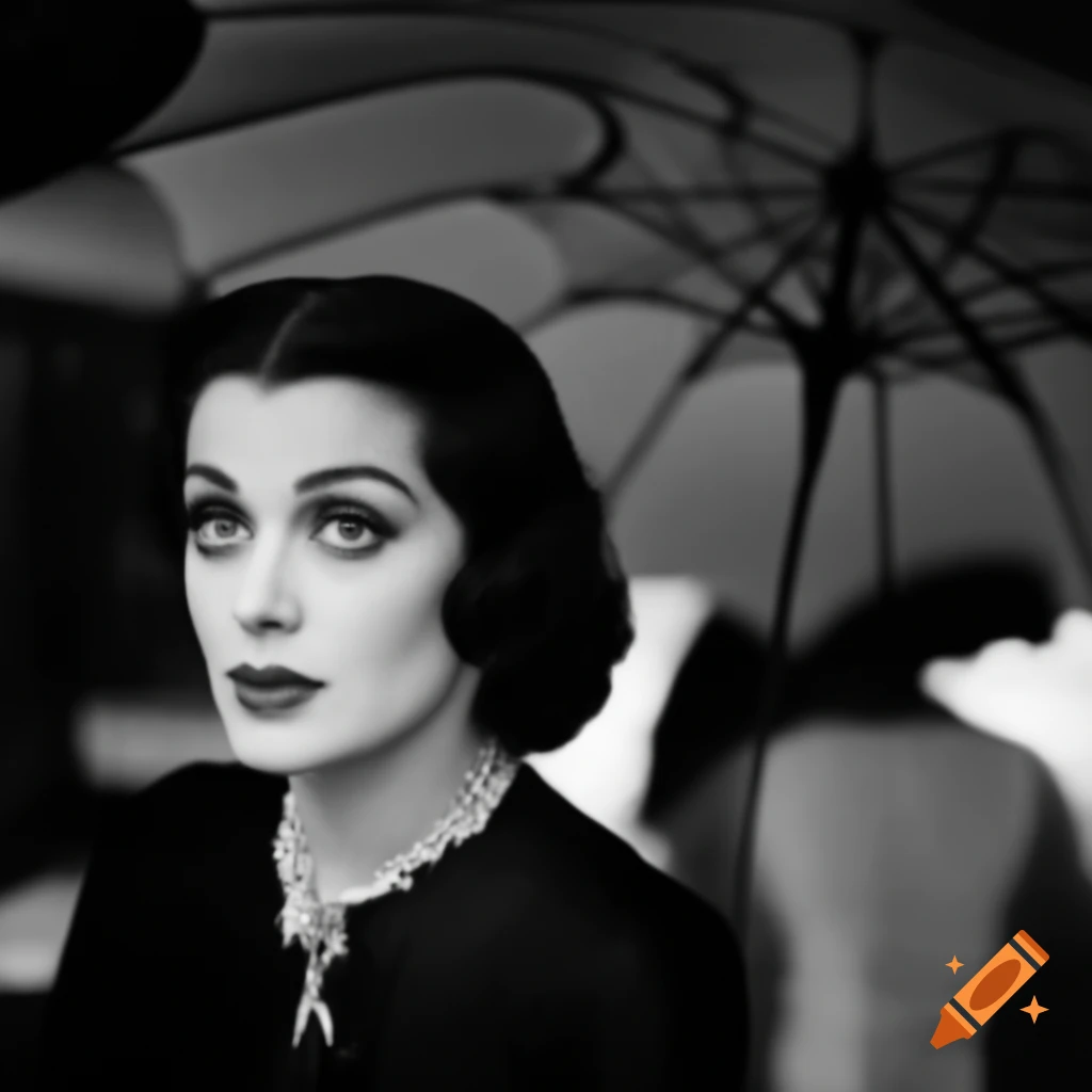 Hyper-realistic candid shot of European actress on movie set in 1963