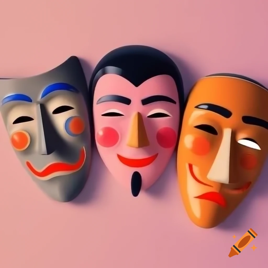 Three artistic masks with intricate designs