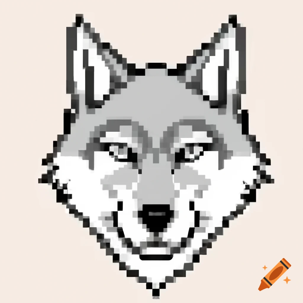 Pixel art of anthropomorphic wolf character