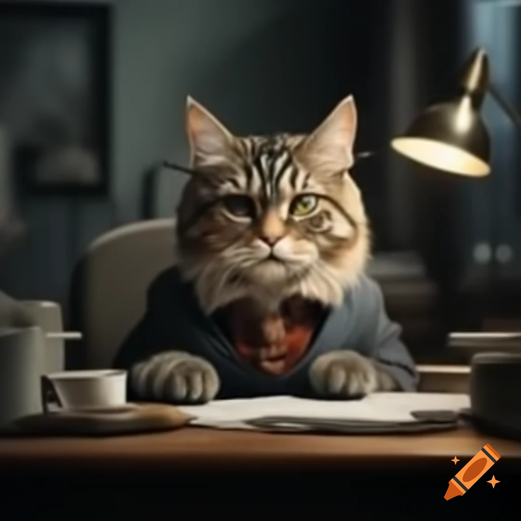Cat dressed as Workday consultant in an office setting