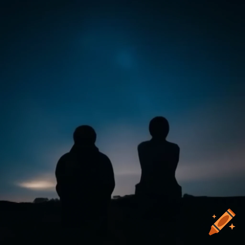 Two individuals gazing at the night sky filled with stars