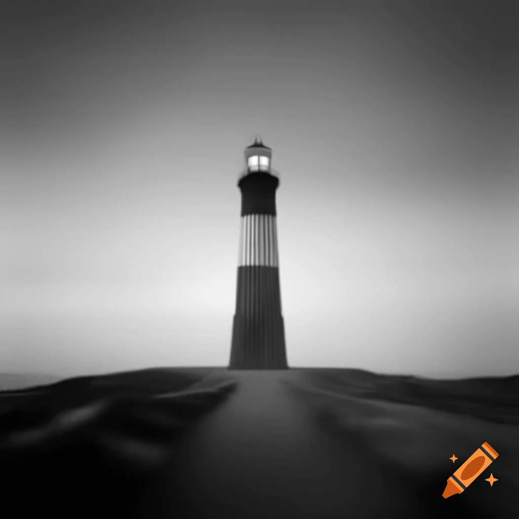 Solitary lighthouse with extinguished beacon in stillness