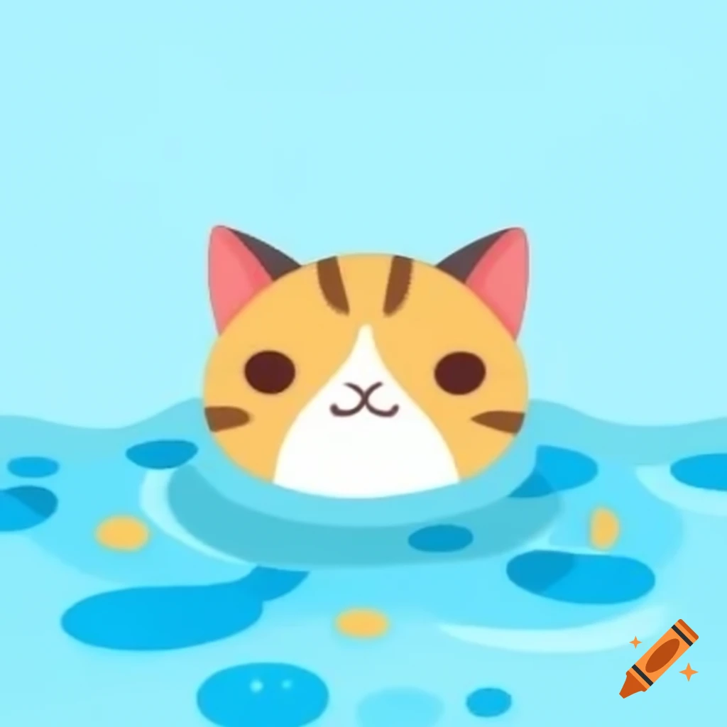 Dot art representation of a cat with water background