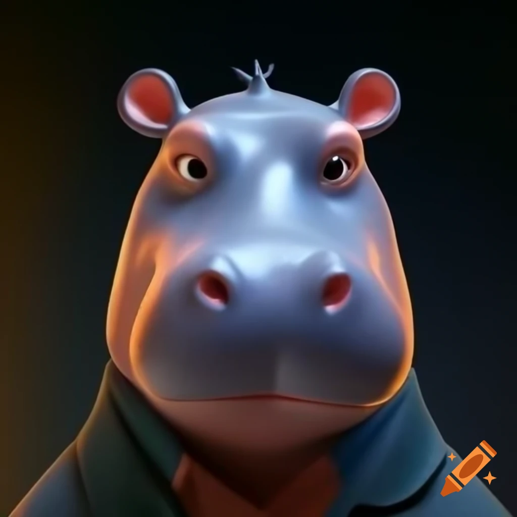 Cartoon illustration of a hippo head