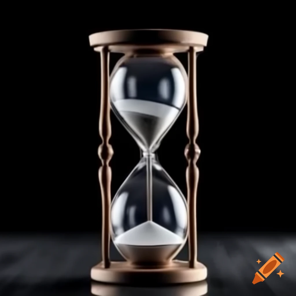 Large hourglass on black background
