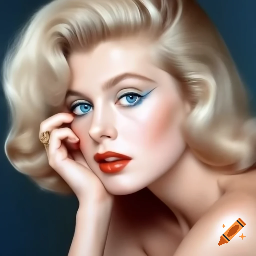 Candid photograph of a beautiful European actress from 1963 with porcelain skin and striking blue eyes
