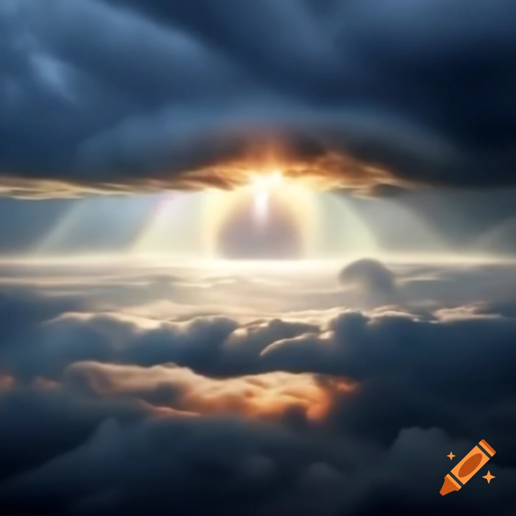 Realistic sunshine with a rainbow after a storm